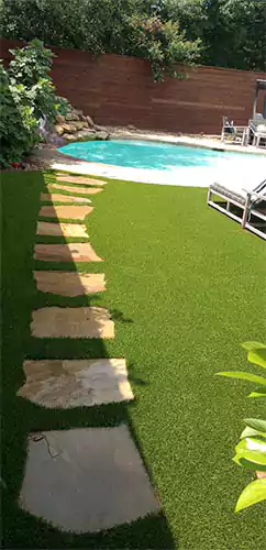 Clean residential yard after Scoop le Poop service Clean residential yard after Scoop le Poop service with pool in background
