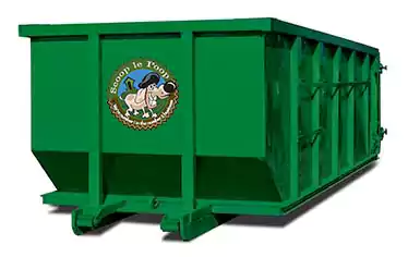 Roll-off container for Scoop le Poop manure removal service Scoop le Poop roll off container for manure removal